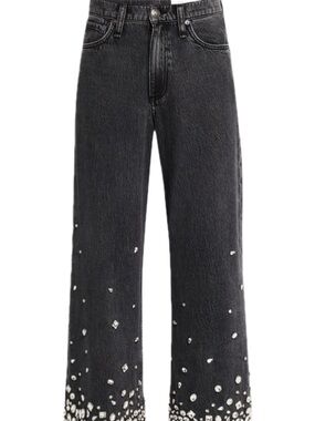 Rag & Bone The Andi High-Rise Ankle Wide Leg w Crystals NWT size 28 Black